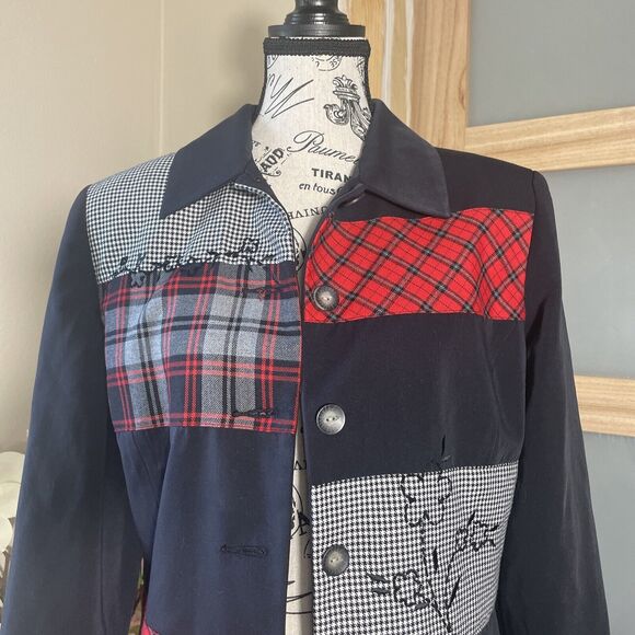 Susan Bristol Patchwork Multicolor Blazer Shoulder Pads Size 6 - Picture 2 of 8